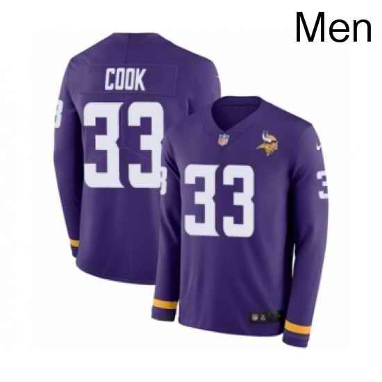 Mens Nike Minnesota Vikings 33 Dalvin Cook Limited Purple Therma Long Sleeve NFL Jersey